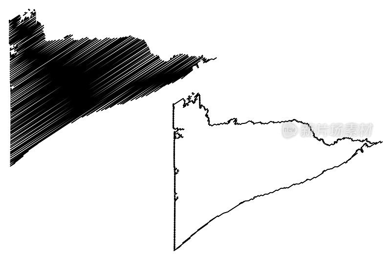 美国明尼苏达州库克县(U.S. County, United States, USA, U.S.)地图矢量插图，草稿示意图库克地图